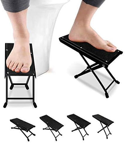 FIGO One Pair Folding Squatting Stool | Multi-Function Foldable 7-9" Height Squatting Toilet Step Stool | Multi-Function Toilet Stool Portable Step for Home Bathroom (Black)
