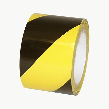 JVCC Laminated Premium Hazard Warning Tape 9 mils thick (HZ-8LP): 3 in. (72mm actual) x 18 yds. (Black with Yellow stripes)