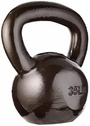 Basics Cast Iron Kettlebell for Strength Training, Textured Wide Handle, Dark Gray