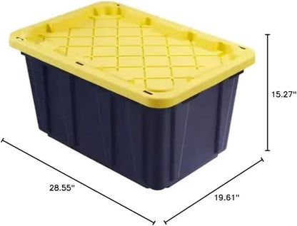 HDX 27 gal. Strong Box Plastic Storage Tote in Black and Yellow