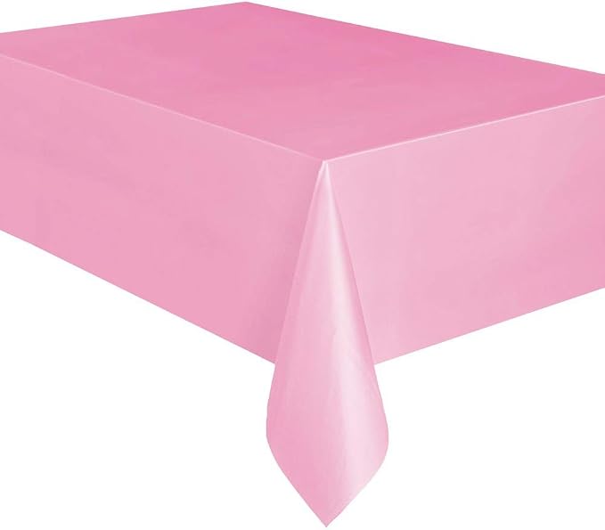 Lovely Pink Solid Rectangular Plastic Table Cover (54" x 108") 1 Count - Elegant Design & Premium Quality, Ideal For Parties, Events & Everyday Use