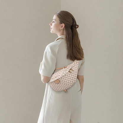 Xehuro Belt Bag for Women Fanny Pack Chest Bag Daypack Bum Bag Checkered Bag Multi Color (Beige-1)