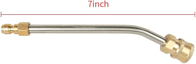 Pressure Washer Gutter Cleaner Attachment, 7 Inch Power Washer Extension Wand, 30 Degree Curved Rod, 14 Inch Quick Connect