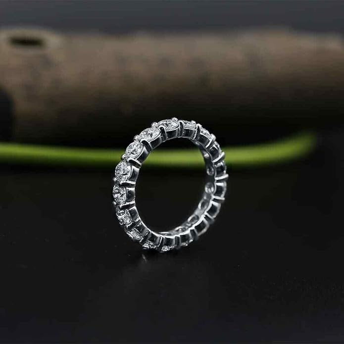 BeBold 3.2ct Round Cut Simulated Diamond CZ Wedding Ring Band White Gold Plated Full Eternity