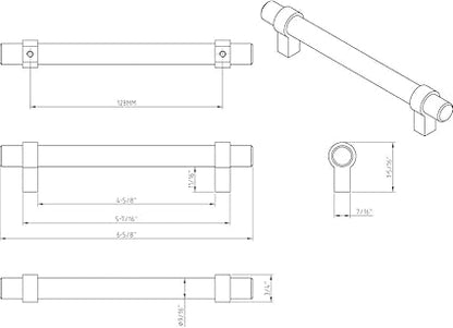 Jeffrey Alexander 128 mm Center-to-Center Matte Black Key Grande Cabinet Bar Pull