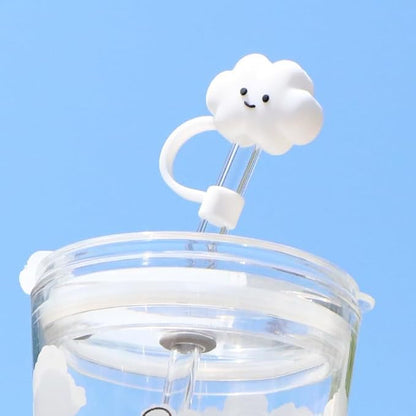 White Cloud Cover for Stanley 4030 Oz Cup, 10mm Silicone Straw Covers Cap, Cute Topper for Tumblers, Stopper for Reusable Straws Tip Lids (DM306)