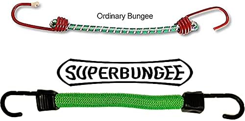 Bungee Cord - SuperBungee Cord - 6-inch Body (12" incl Hooks) Stretches to 3.2FT with Steel-Core Non-Scratch Hooks