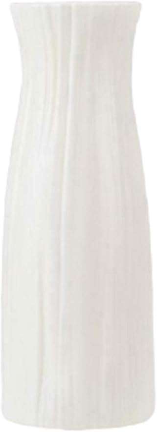 Ceramic Look Plastic Vase - Unbreakable Vase for Flowers (Narrow Seashell White)