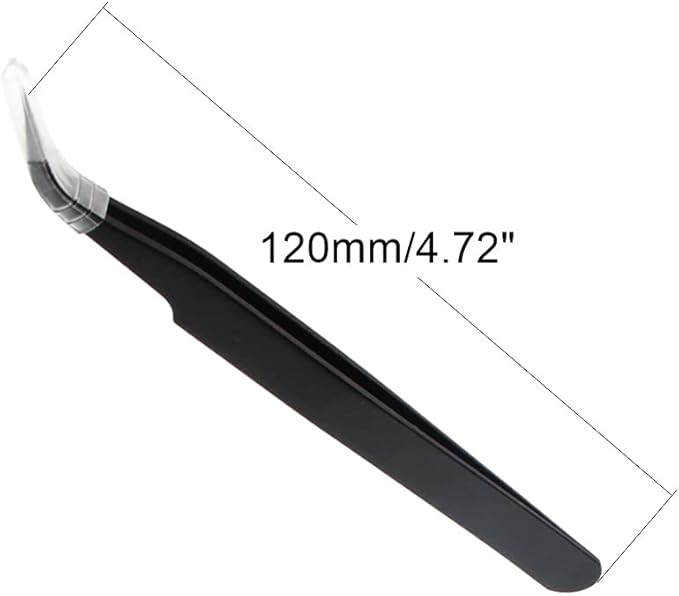 Auniwaig Anti-static Tweezers 4.72 inch Length ESD-15 tweezers Precision Slant Flat Tip tweezers for Craft DIY Electronics Repair Tool Black 1 pcs