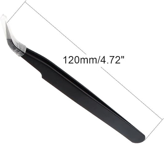 Auniwaig Anti-static Tweezers 4.72 inch Length ESD-15 tweezers Precision Slant Flat Tip tweezers for Craft DIY Electronics Repair Tool Black 1 pcs