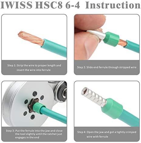 iCrimp Wire Ferrule Crimping Tool, Hexagonal Crimp Profile, Self-adjusting Wire End-sleeves Crimper for AWG23-10 Insulated Terminal  Non-insulated Ferrule