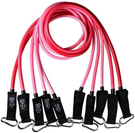 Pink Resistance Bands Tubes with Handles 150 lb