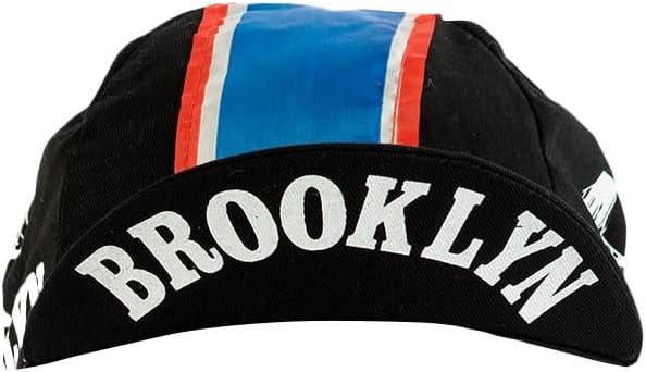 Team Brooklyn Retro Cycling Cap Black with Red/White/Blue Stripes