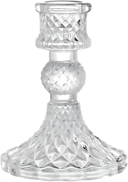 Glass Candlestick Holder. 1 Piece. Clear Glass Candle Holders. Glass Taper Candle Holders. Classy Home Decoration. Dining Table Center Pieces. Weddings, Valentine's Day, Parties. Elegant Decoration.
