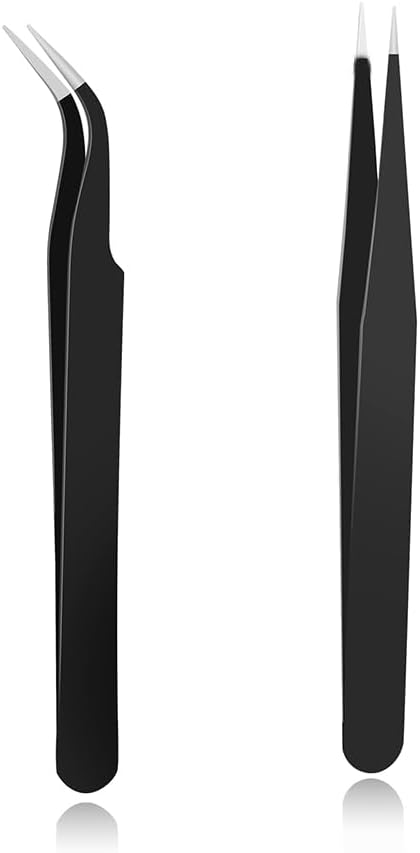 Industrial Tweezers,for Craft,Soldering, Laboratory Work, Jewelry-Making,for Modeling, Electronic Repair (2pcs black)