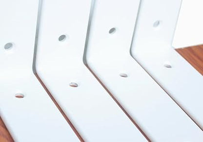 4 Pack - L 5" x H 4" x W1.5, 5mm Thick White L Shelf Bracket, Iron Shelf Brackets, Metal Shelf Brackets, Floating Shelf, Shelf Supports with Screws