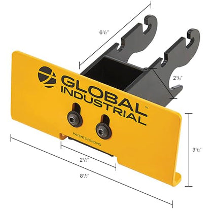 Global Industrial Pallet Jack Toe Guard Protector, Durable Steel Construction, High-Visibility Powder Coat Finish, 8-12"W x 3-12"H, Tool-Free Installation