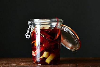 Le Parfait Super Terrine - 1L French Glass Canning Jar wStraight Body, Airtight Rubber Seal  Glass Lid, 32ozQuart (Single Jar)