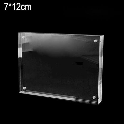 Acrylic Picture Frames 5 Sizes, Clear Picture Frames Freestanding Double Sided Magnetic Acrylic Frameless Transparent Square Frame For Desktop Display(7 x 12cm)