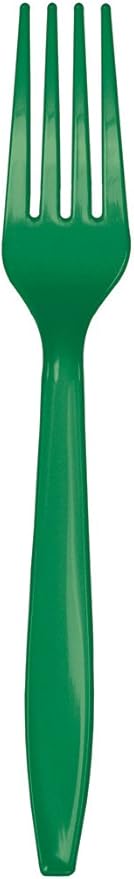 Creative Converting Touch of Color Premium 24 Count Plastic Forks, Emerald Green