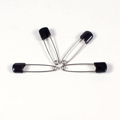 OsoCozy Cloth Diaper Nappy Pins 4 Packs - 4 Stainless Steel Safety Pins with Locking Plastic Heads. Durable, Safe and Cute 2.2 Inches Long (Black)