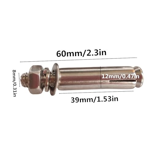 Stainless Steel Expansion Bolts M8x60mm External Hex Expansion Bolt (5 Pack)