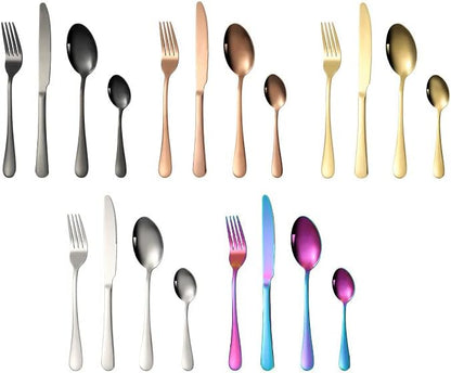 4Pcs Stainless Steel Tea Spoons For Home, Kitchen Restaurant-Black