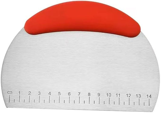 VAZZIC Stainless Steel Scraper with Graduated Dough Cutter, semi Circular Flour Cutting and Baking Tool, Thickened Dough Cutter