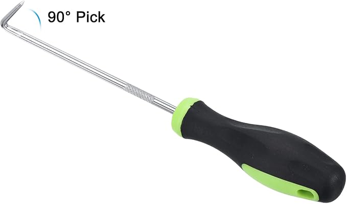 PATIKIL O-Ring 90 Degree Pick 170mm, Oil Seal Gasket Precision Screwdriver Puller Remover Removal Tool, Green