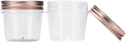 Novelinks 4 Ounce Clear Plastic Jars with Rose Gold Lids - Refillable Round Clear Containers Clear Jars Storage Containers for Kitchen  Household Storage - BPA Free (20 Pack)