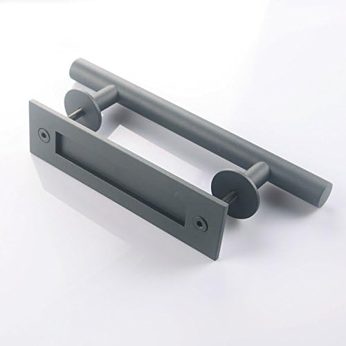 Shile 12 Inch Stainless Steel Rustic Barn Door Hardware Handle Set and Pull Wood Door Handles Oil Rubbed Black