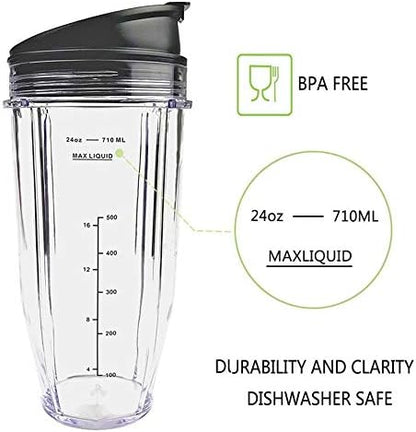 24 oz Blender Cups Replacement for Ninja, Smoothie Blender Cups for Ninja Auto iQ Blender BL642 BL450 BL480 BN801 SS101 SS351 SS151 SS401 (2 Pack)