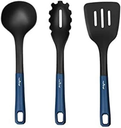 NutriChef NutriChefKitchen Kitchen Nylon Cooking Utensils Set, Includes Soup Ladle, Pasta Fork, and Spatula, Works with Models: NCCW14SBLU & NCCW20SBLU-NutriChef NCCW14SBLUUTENS