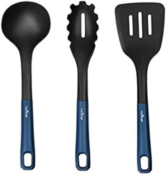 NutriChef NutriChefKitchen Kitchen Nylon Cooking Utensils Set, Includes Soup Ladle, Pasta Fork, and Spatula, Works with Models: NCCW14SBLU & NCCW20SBLU-NutriChef NCCW14SBLUUTENS