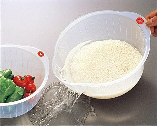 Plastic Japanese Rice Washing Bowl with Side and Bottom Drainers
