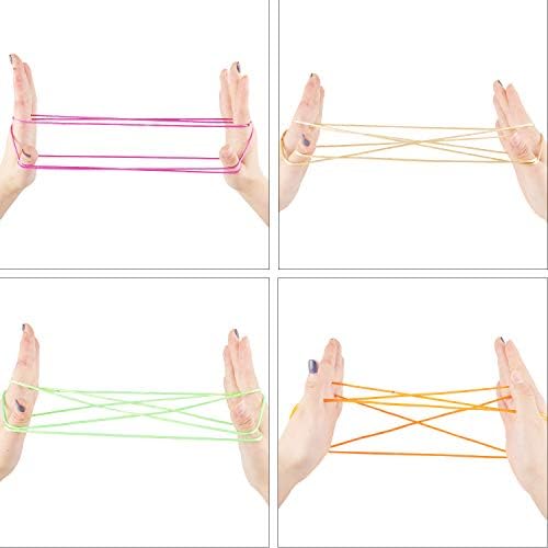 Poen 10 Pieces Cats Cradle String Finger Game String Cats Cradle Game Book Toy Supplies, 65 Inch Long, 12 Colors