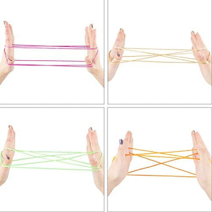 Poen 10 Pieces Cats Cradle String Finger Game String Cats Cradle Game Book Toy Supplies, 65 Inch Long, 12 Colors