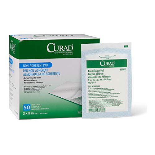 CURAD Sterile Non-Adherent Pad, 3x8 (Pack of 50) Open Box