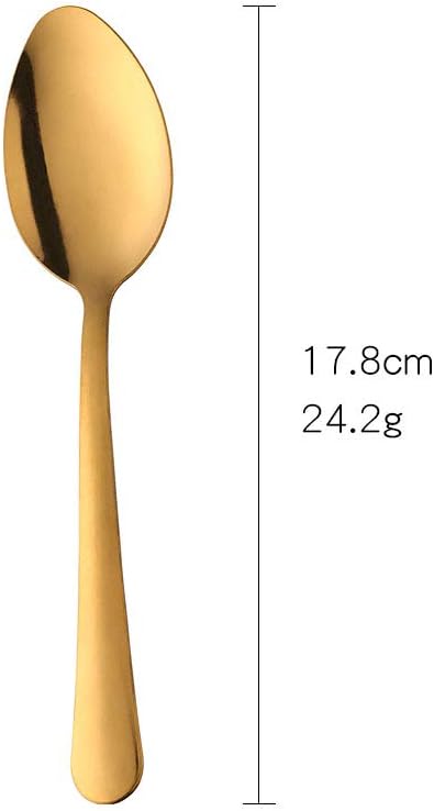 7 Inch Premium Stainless Steel Teaspoons Silverware Dongbo Dinner Spoons Rustic Spoons Flatware Set of 12 for Home Kitchen or Restaurant Dishwasher Safe Gold