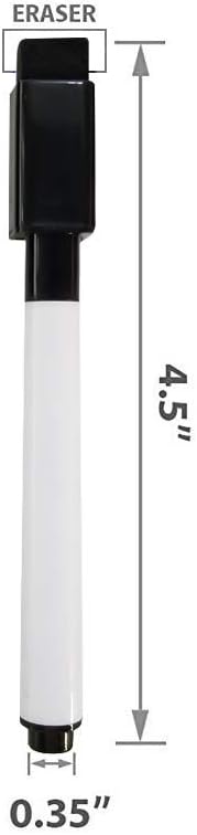 Fine tip Dry Erase Black Markers with Magnetic Cap and Eraser, Perfect for Dry Erase Boards and Whiteboards Pack of 5