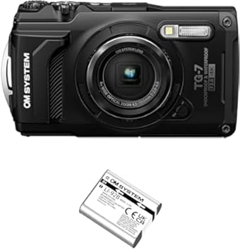 OM SYSTEM Olympus Tough TG-7 Black Underwater Camera, Waterproof, Freeze Proof, High Resolution Bright, 4K Video 44x Macro Shooting (Successor Olympus TG-6) with Li-92B Rechargeable Battery