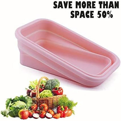 4 Pack Collapsible Silicone Food Containers Storage Lunch Bento Box with Lid BPA Free for Camping, Hiking (Pink, 4PC)
