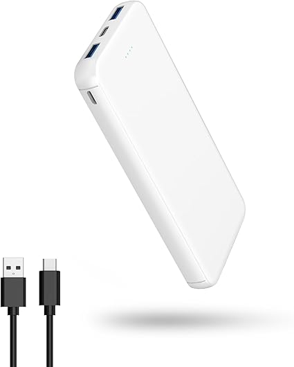 VANYUST Portable Charger, 10000mAh 5V3A Power Bank, USB-C inOut Fast Charging Battery Pack, External Powerbank Compatible with iPhone 16 15 14 13 12 Samsung S22 S21 Google iPad etc (White)