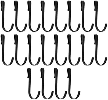 20 Pcs J Shaped Hook, Black Snap-On Hooks, Stainless Steel Clip-on Hook, Hanging Sink Grid Hook, Heavy Duty Wire Rack Hook for Kitchen, Bedroom, Office