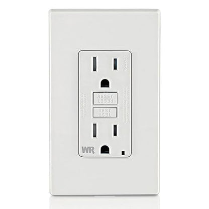 Leviton GFCI Weather-Resistant Outlet, 15 Amp, Self Test, Tamper-Resistant with LED Indicator Light, Outdoor Locations, GFWT1-W, White