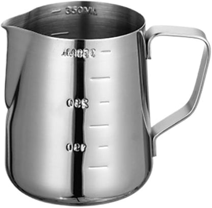 Milk Frothing Pitcher, Stainless Steel Milk Frothing Jug Silver Frother Coffee Latte Container Metal Pitcher Barista Cup Accessories Pot