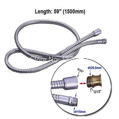 Bathroom Accessory 59 (150CM) Polished Chrome Brass Hand Shower Hose 12 Connection Modern Aba003