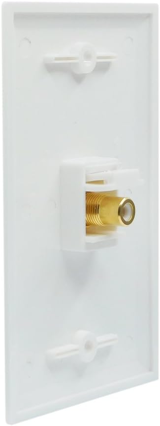 1 Port RCA Wall Plate Female to Female - Single Gang Kyestone Wall Plate with RCA Connector for Subwoofer Audio Port White