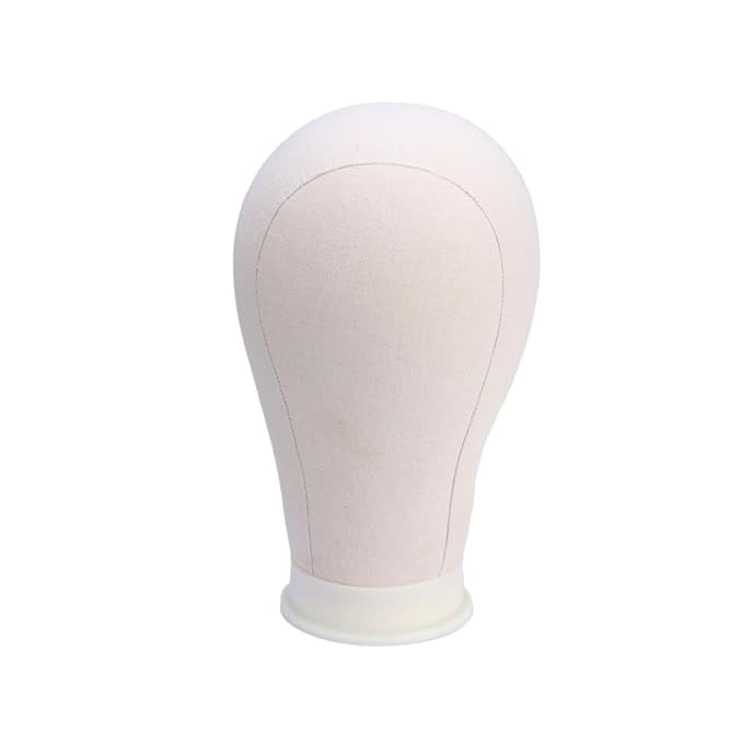 LIFKOME Canvas Block Mannequin Head Display Styling Dummy Head for Wig Making Professional Hair Stylist Training Stand Includes T Needle Holder Portable and Lightweight