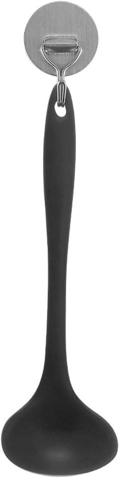 Fdit Cooking Spoons, Silicone Heat Serving Spoon Basting Spoon for Kitchen Use (Black)